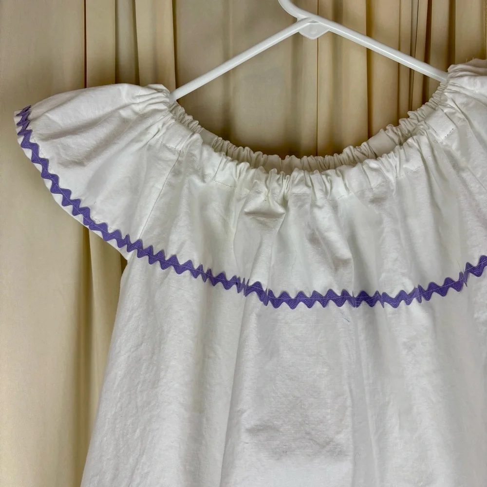 Child Dress VTG Pillowcase White Ruffled Sleeve Hand  Embroidered Design | 24mo - Picture 5 of 10
